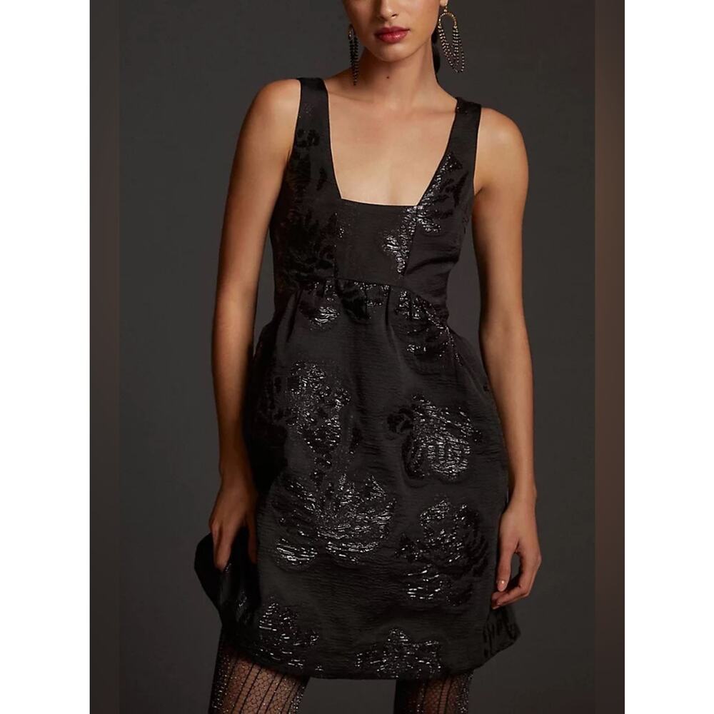 Anthropologie Maeve Jacquard Mini Dress in black - Picture 2 of 8